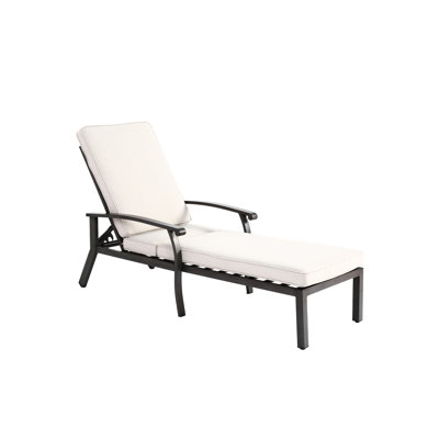 Méridienne en aluminium coulé beige avec roulettes réglables, tissage croisé et roulettes, matériau, dimensions de l'emballage: 41,73 po x 24,41 12,99 po, poids 40,79 lb avec profondeur de tissage, largeur, hauteur