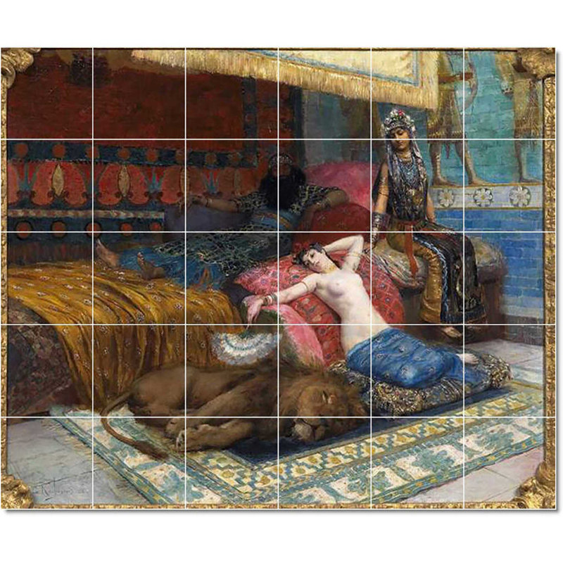Carreau de peinture murale 25,5 po x 21,25 po 4,25 po x 4,25 po, Georges Antoine Rochegrosse nu W22983