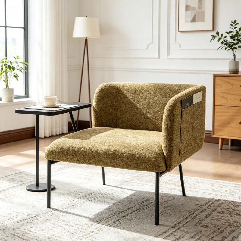 Fauteuil de détente Lounge avec petite table et coussin de dossier, Yellow