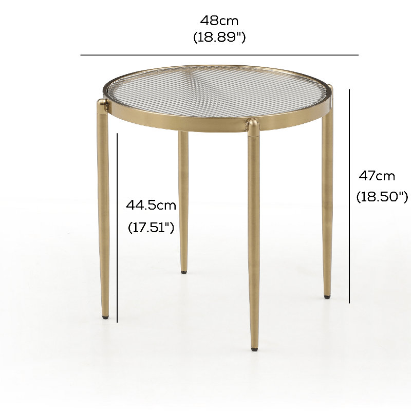 Stylish and Modern Addlie Nesting Fluted Glass Finished Metal Frame Round Coffee Table, Gold