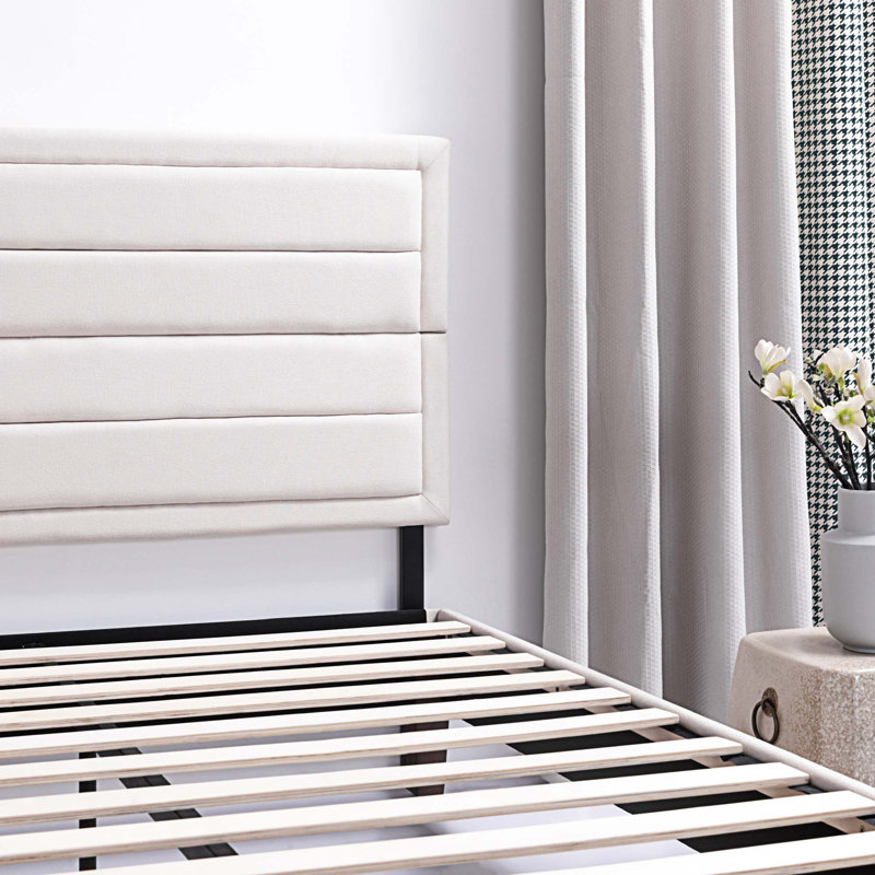 Upholstered Bed, Queen, Beige