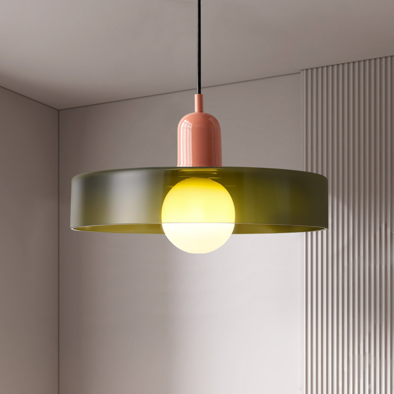Luminaire suspendu 0 lumière, Vert, Rose, H 8,66 po x l 13,78 po x P 13,78 po