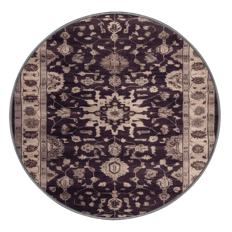 Tapis brun lavable à la machine, Rond 3 pi