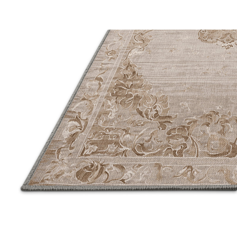 Machine Washable Gray Area Rug, Square 6'