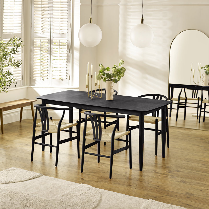 Eriksson Rectangular Solid Wood Extending Table & Carlton Dining Chairs - Scandi Inspired, 4