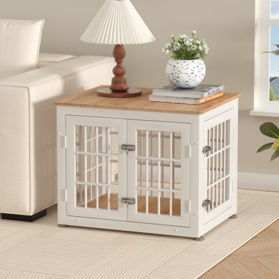Meuble pour chien robuste de 26 pouces, table de bout décorative pour animal de compagnie, chenil en bois pour l'intérieur