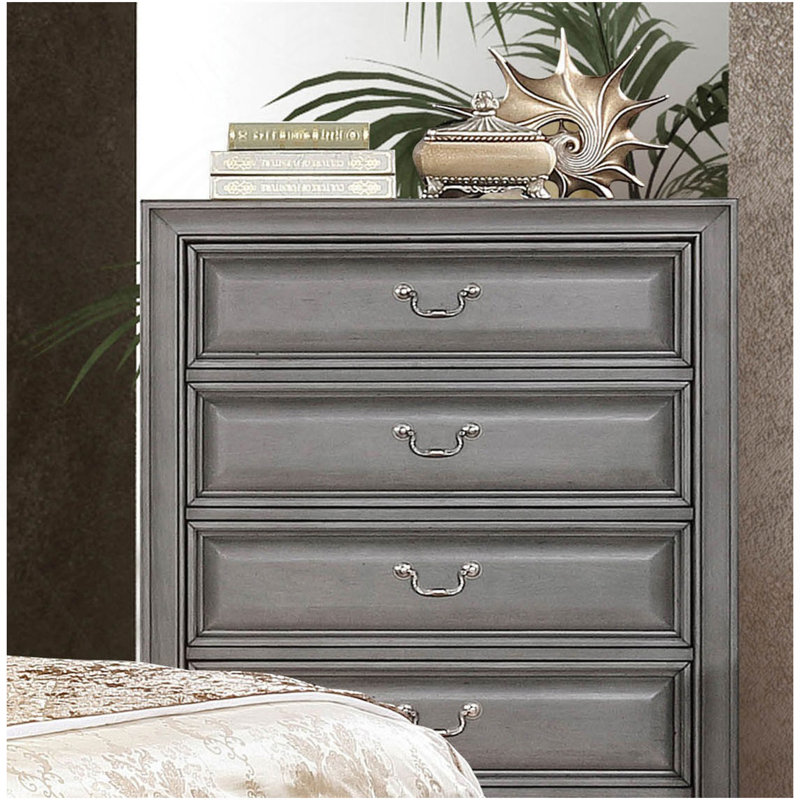 Mobilier de chambre à coucher style transitionnel à finition grise 1 pièce, Gris