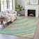 Machine Washable Indoor/Outdoor Xhevrie Teal Rug
