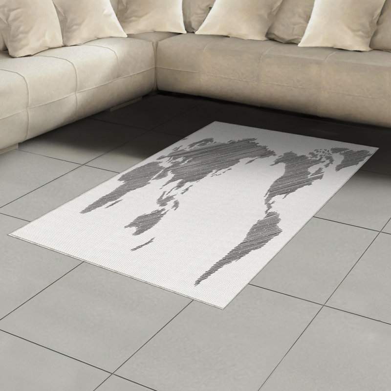World Map High Density Long Fiber Poly Threads Decorative Area Rug Carpet, Rectangle 4' x 5'8"