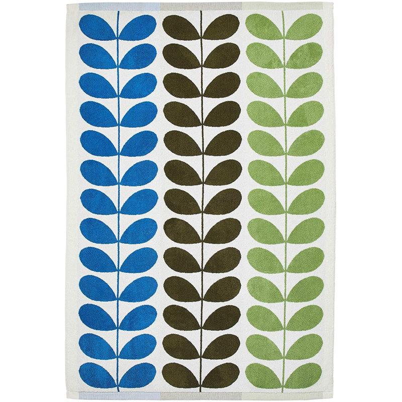 Orla Kiely Botanica Stem 100x150cm Bath Sheet, Blue/Black/Green