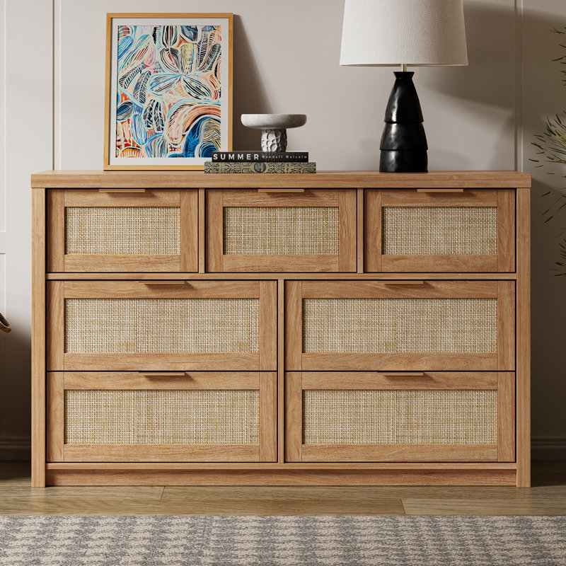 134 cm W Chest of 7 Drawers, Natural Oak