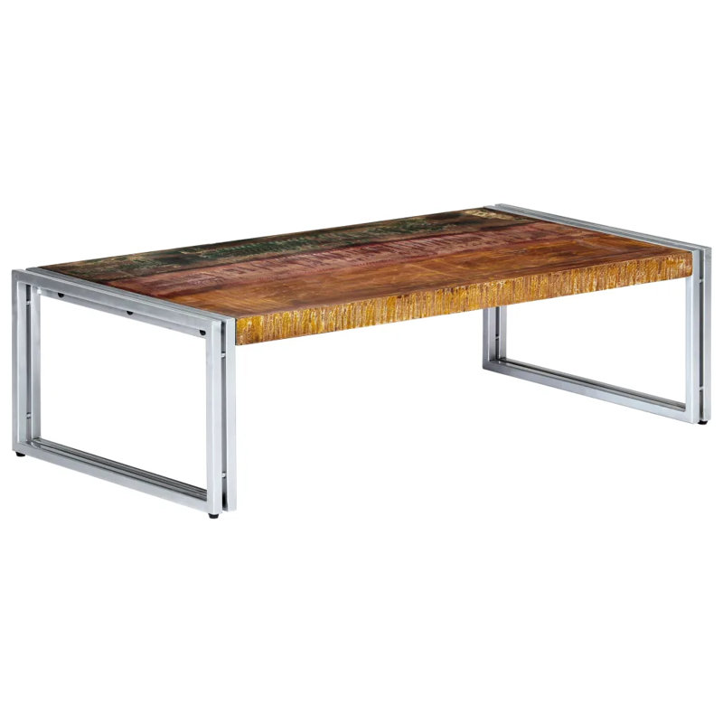 Caine Solid Wood Sled Coffee Table, 120cm H x 60cm W x 35cm D, Chrome