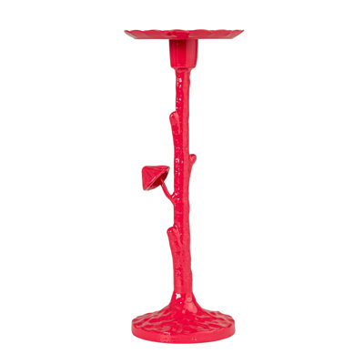 Cast Metal Twig Taper/Candle Holder With Mushrooms