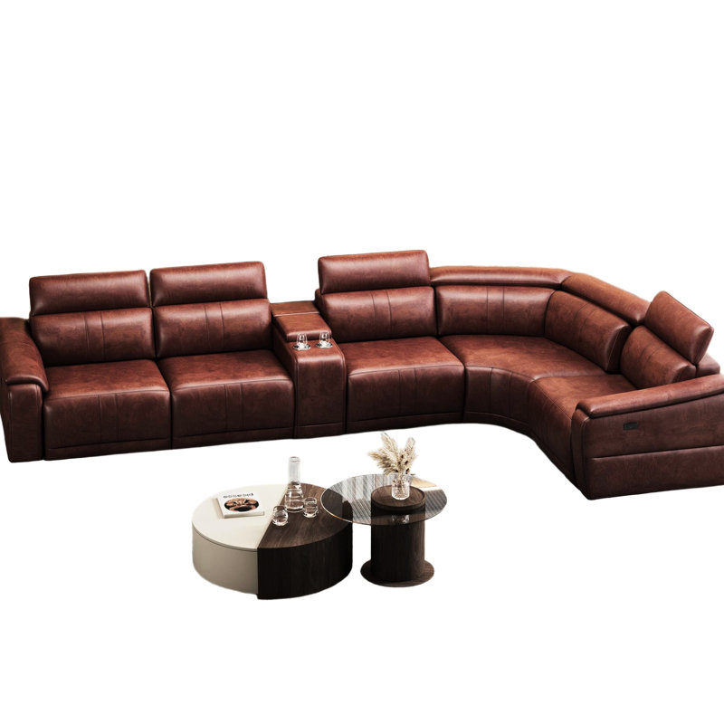 Upholstered 29.2 " Leather Power Reclining Sectional