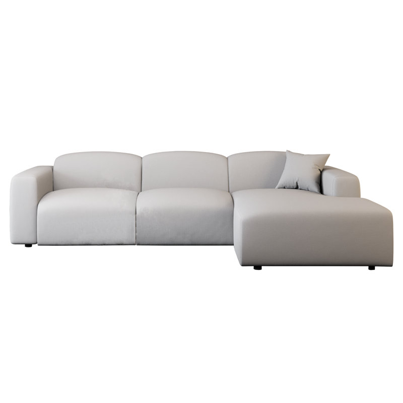 Ensemble de conversation modulaire rembourré - Mobilier de salon intérieur avec canapé, chaises et tables de salon, Lin beige
