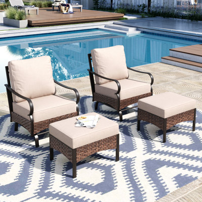 Sherborn Rocking Patio Chair with Cushions and Ottoman