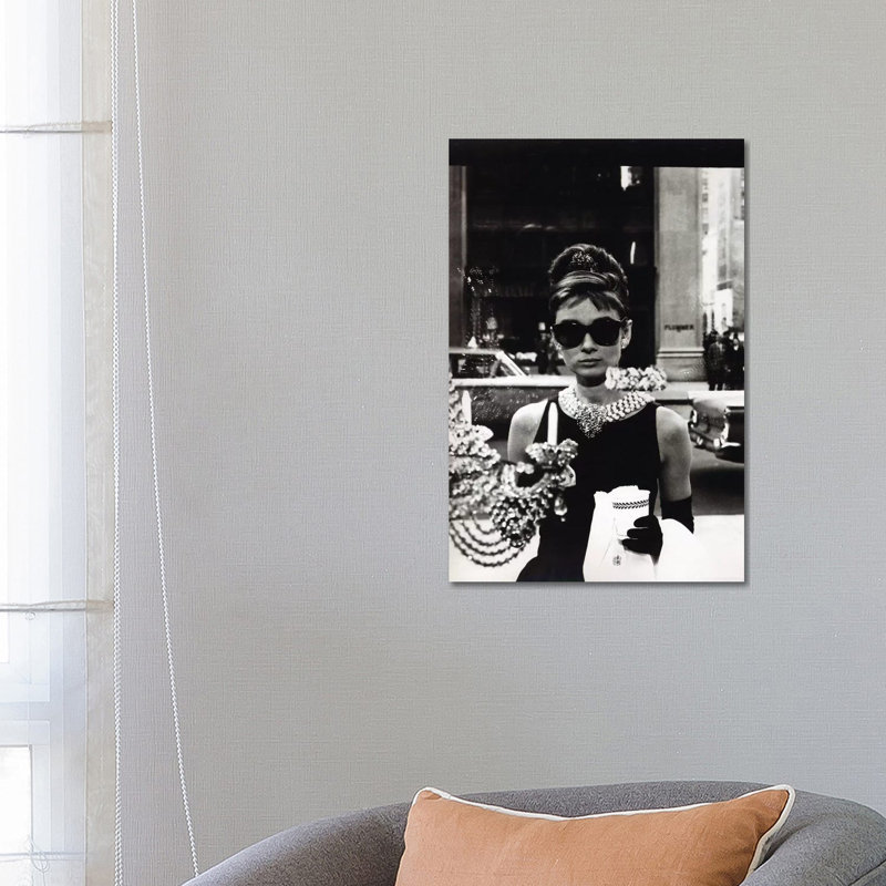 Audrey Hepburn As Seen Through Tiffany's Storefront Window by Radio Days - Print on Canvas, Wrapped Canvas