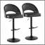 Tabouret de bar réglable avec pivot en métal noir et similicuir noir avec repose-pieds rond en T - ensemble de 2-69035698-69035697