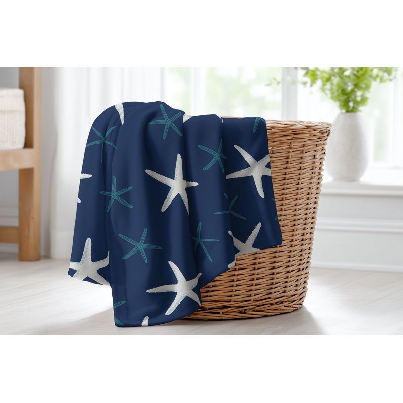Couverture en velours de polaire Starfish, Marine, L 60 po x l 50 po