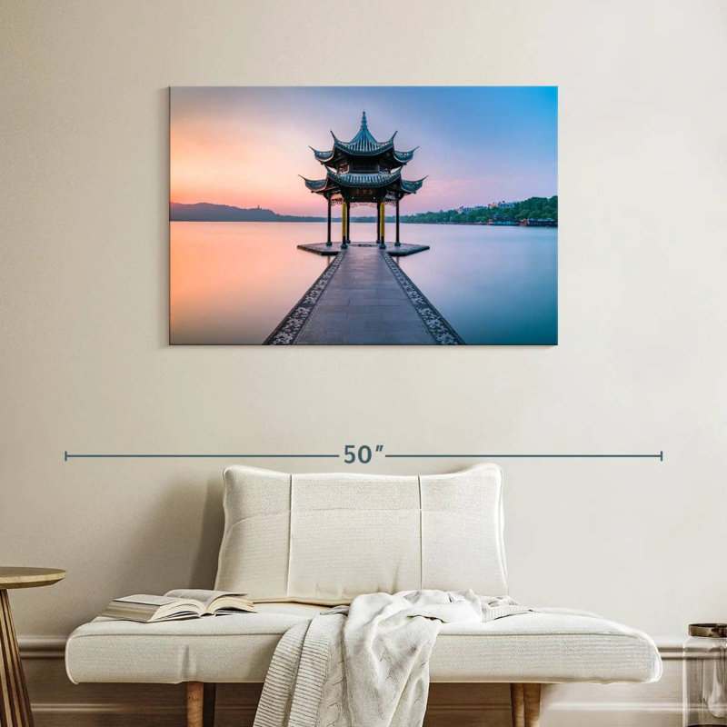 Adella Jixian Pavilion Sunset Scene, 26" H x 39" W
