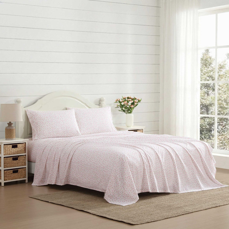 Ensemble de draps en percale de coton Percale Novelty Laura Ashley, Ensemble de draps pour lit double + 2 taies d'orei