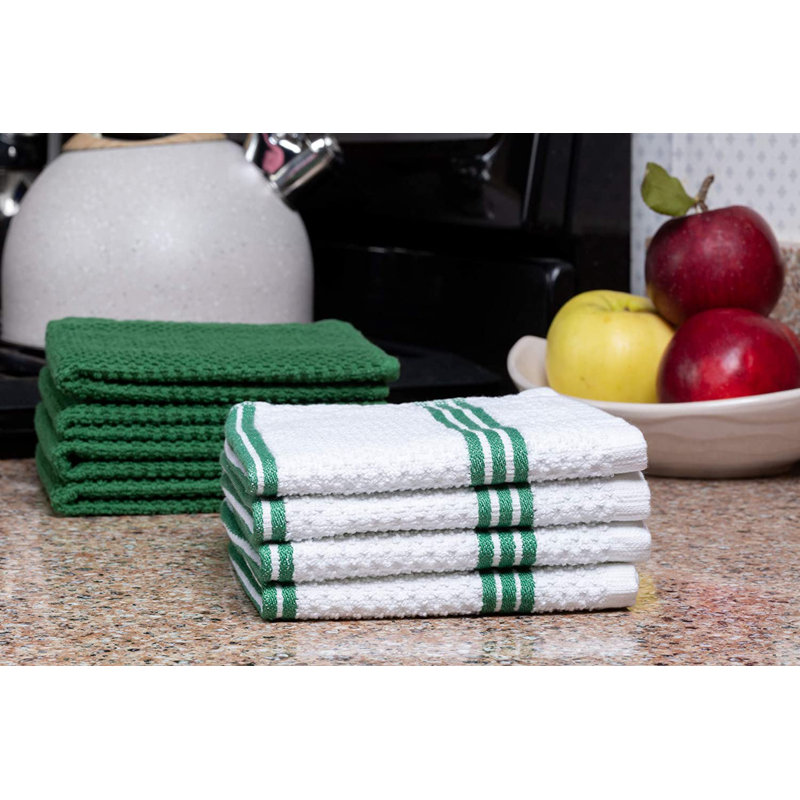 Cotton Waffle Kitchen Towel, Dark Green