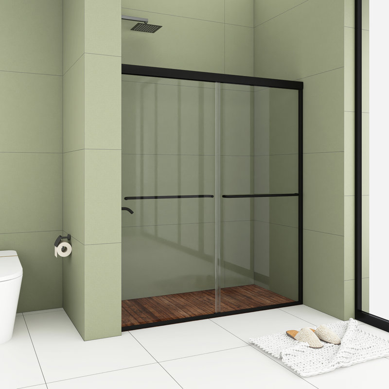 Porte de douche 54 po x 70 po, Noir mat