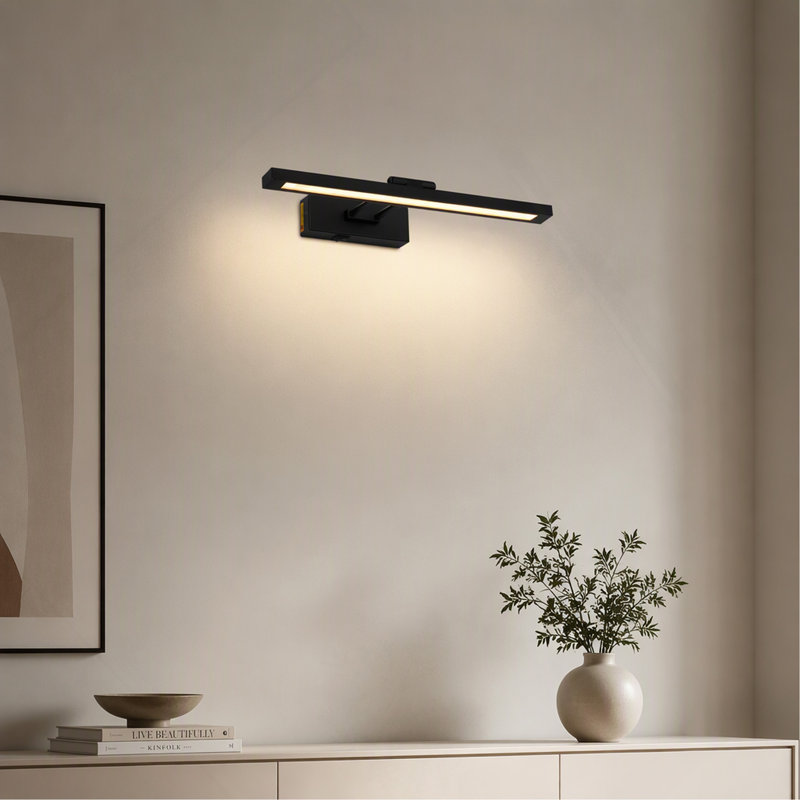 Lampe pour tableaux DEL rechargeable de 40 cm avec télécommande, lampe d'art à intensité variable fonctionnant sur piles avec bras articulé, noir mat