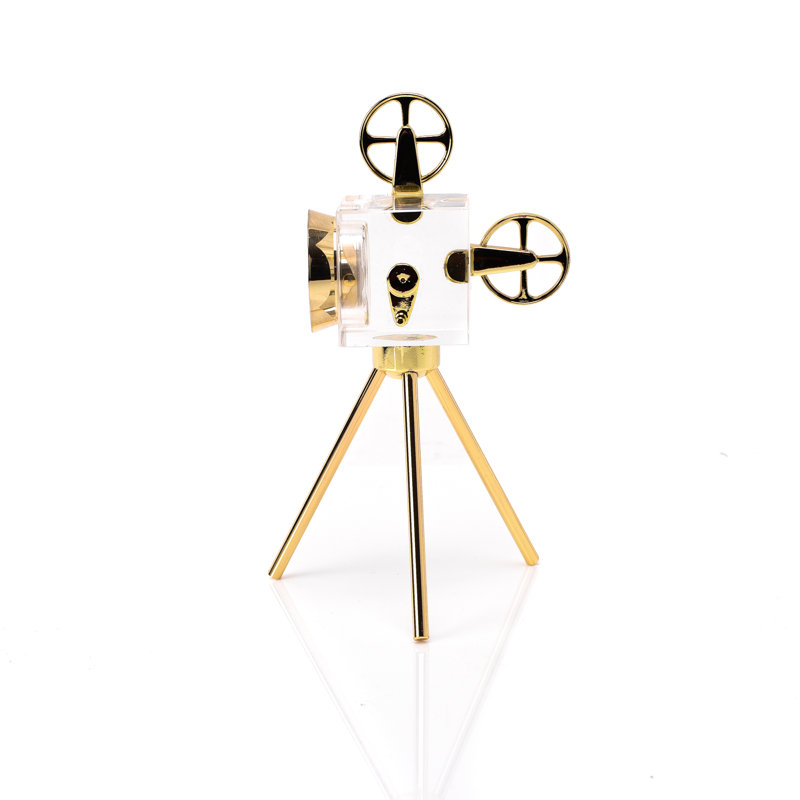 Analogue Crystal Tabletop Clock in Gold/White