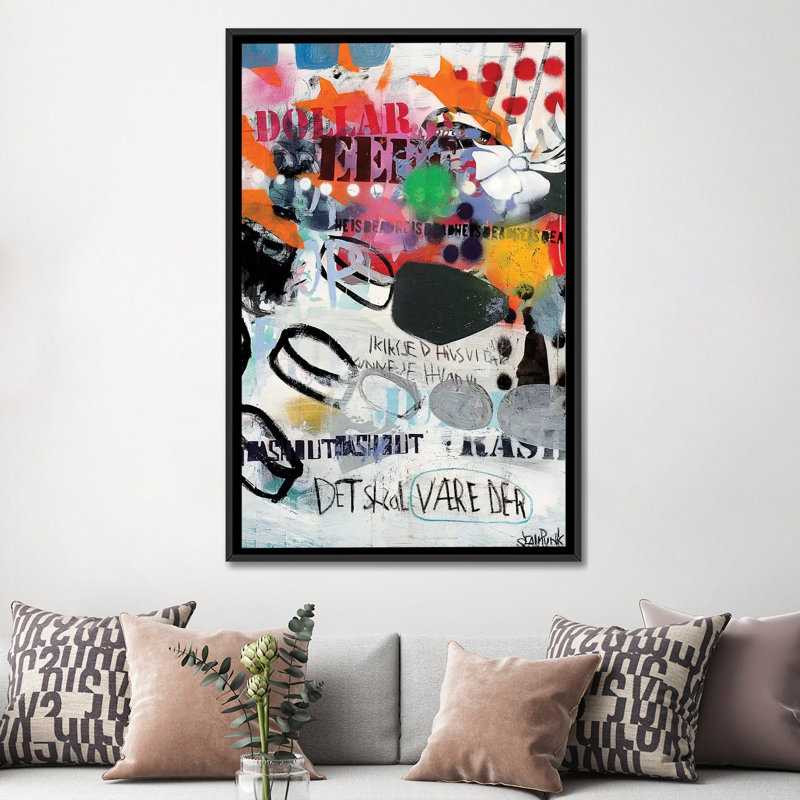« discs » par sean punk, impression sur toile, H 26 po x l 18 po x P 1,5 po, Toile avec cadre noir, Pas de tapis