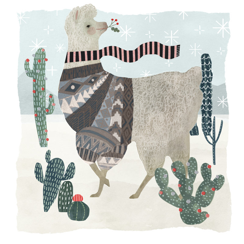 Holiday Llama I - Wrapped Canvas Print, 76cm H x 76cm W
