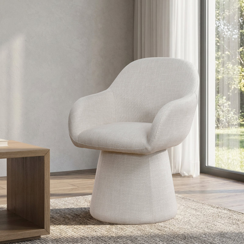 Linen Upholstered Barrel Side Chair