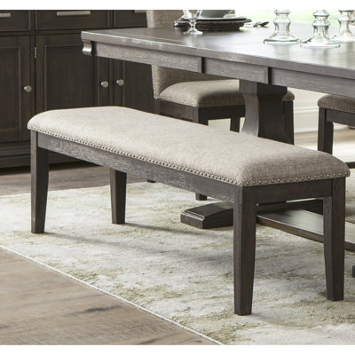 Banc traditionnel rembourré avec structure en bois brun rustique pour siège de salle à manger et brossé