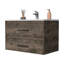Grand meuble-lavabo de rangement mural brun foncé et blanc 2 pour l'installation