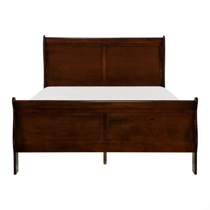 1Pc Queen Size Sleigh Bed Traditional Design, Brown, Queen