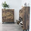 Armoire de rangement pour chaussures avec 2 tiroirs rabattables, organisateur autoportant avec pieds en métal pour le vestibule, étagère à chaussures étroite, rustique