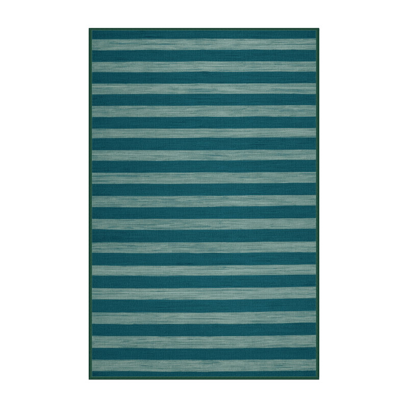 Tapis vert à rayures horizontales lavable à la machine, Rectangle 4pi x 6 pi