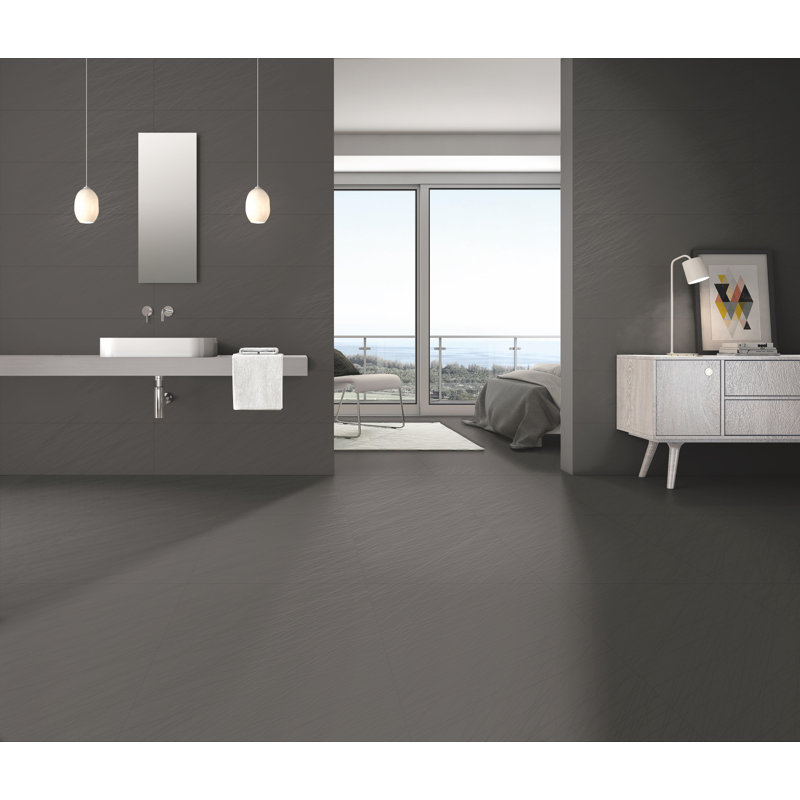 12" x 24" Ceramic Wall & Floor Tile, Graphite