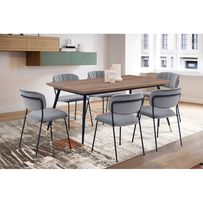 Baboquivari 4 - Person Solid Wood Top Four Leg Dining Set, 1 Table and 6 Chairs