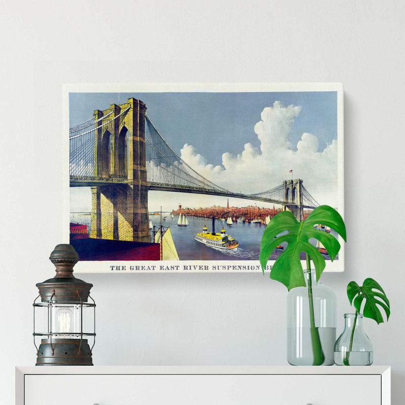 Illustration of Brooklyn Bridge - Wrapped Canvas, 35cm H x 50cm W x 3cm D