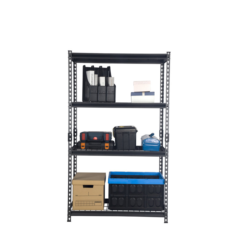 Lafoya 4-Shelf Steel Shelving, Black, 59.84" H x 35.82" W x 18.11" D