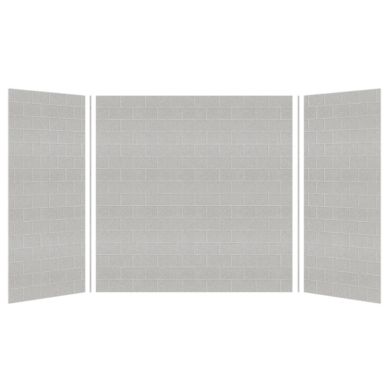 Saramar Three Panel Shower Wall, Gray Beach, 60" H x 60" W x 36" D