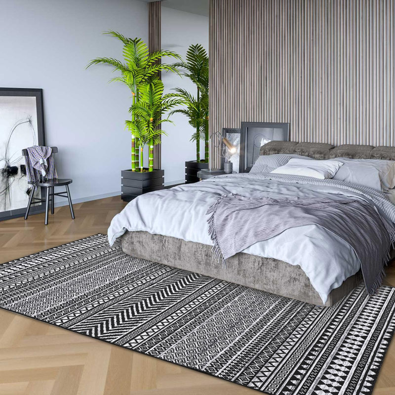 Striped Machine Printed 120cm X 170cm Area Rug