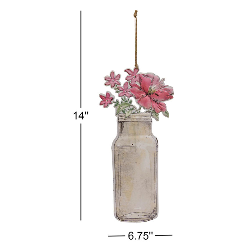 Décoration murale vase floral en métal