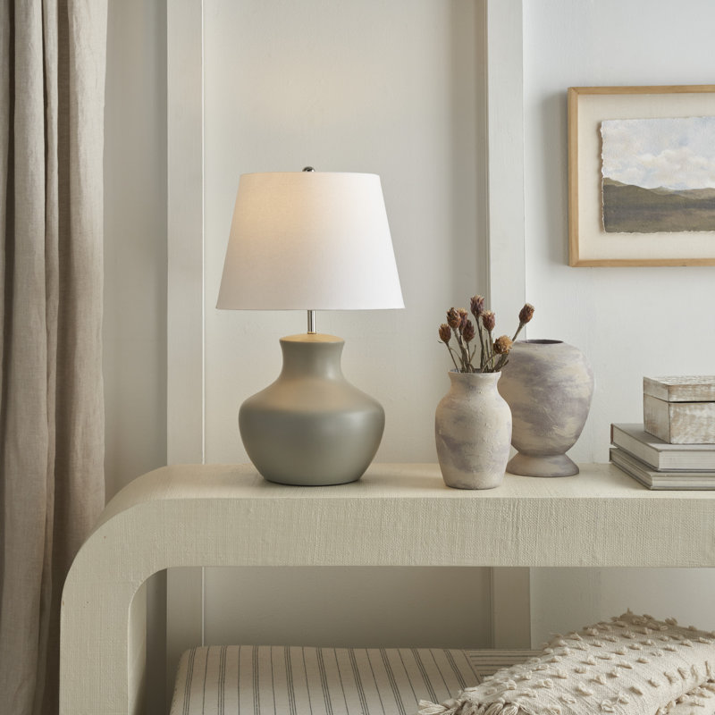 Lampe de table en céramique Kloman, Gris