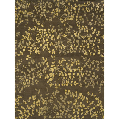 Tapis rectangulaire brun olive / jaune