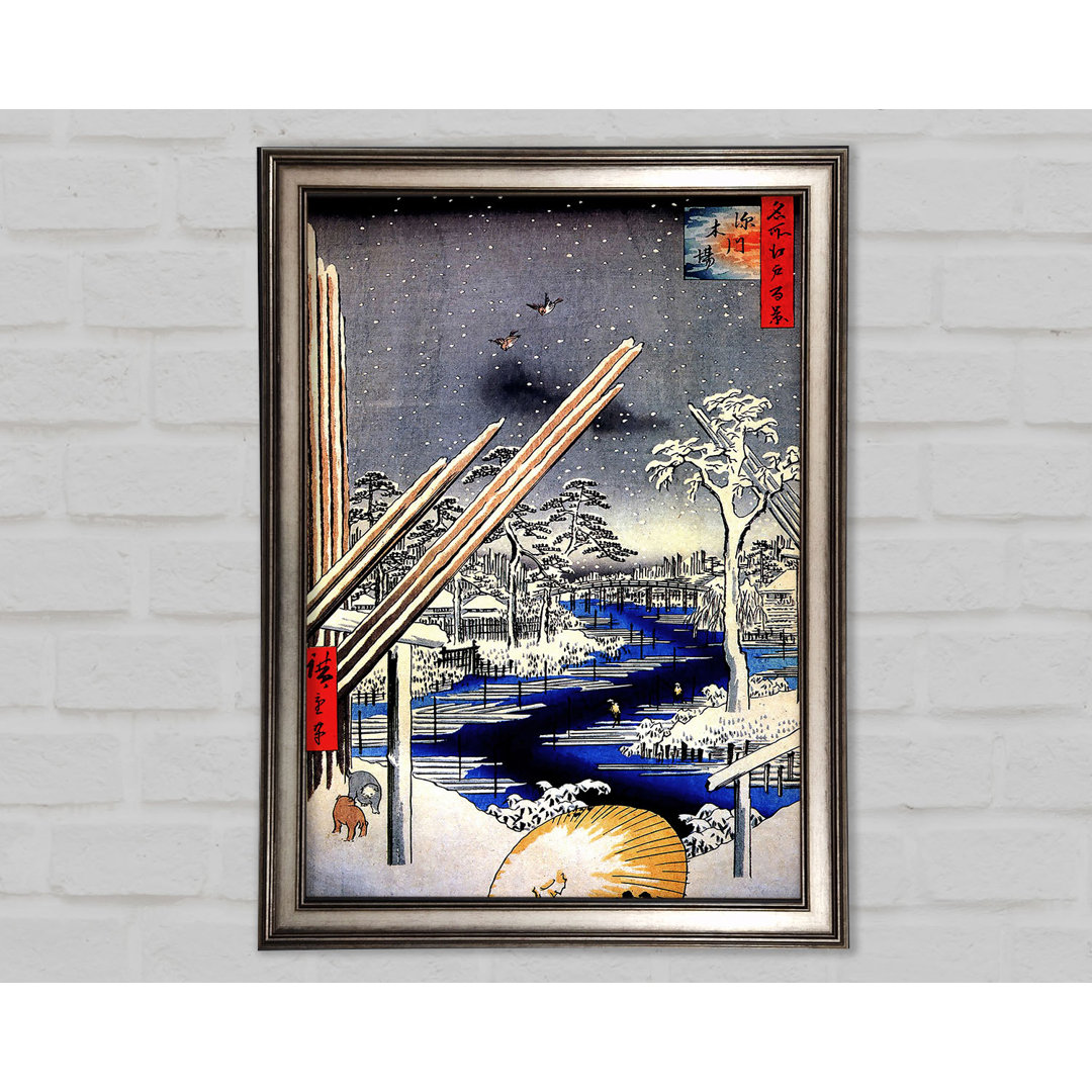 Hiroshige Fukagawa Holzplätze - Einzelner Bilderrahmen Kunstdrucke