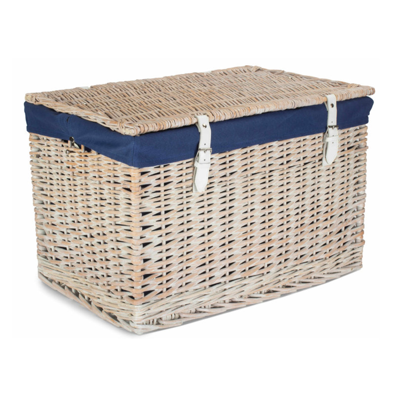 August Grove Wicker Decorative Basket, Blue/White