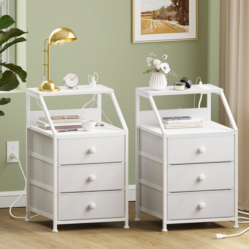 Travison 3 Drawer Bedside Table, White