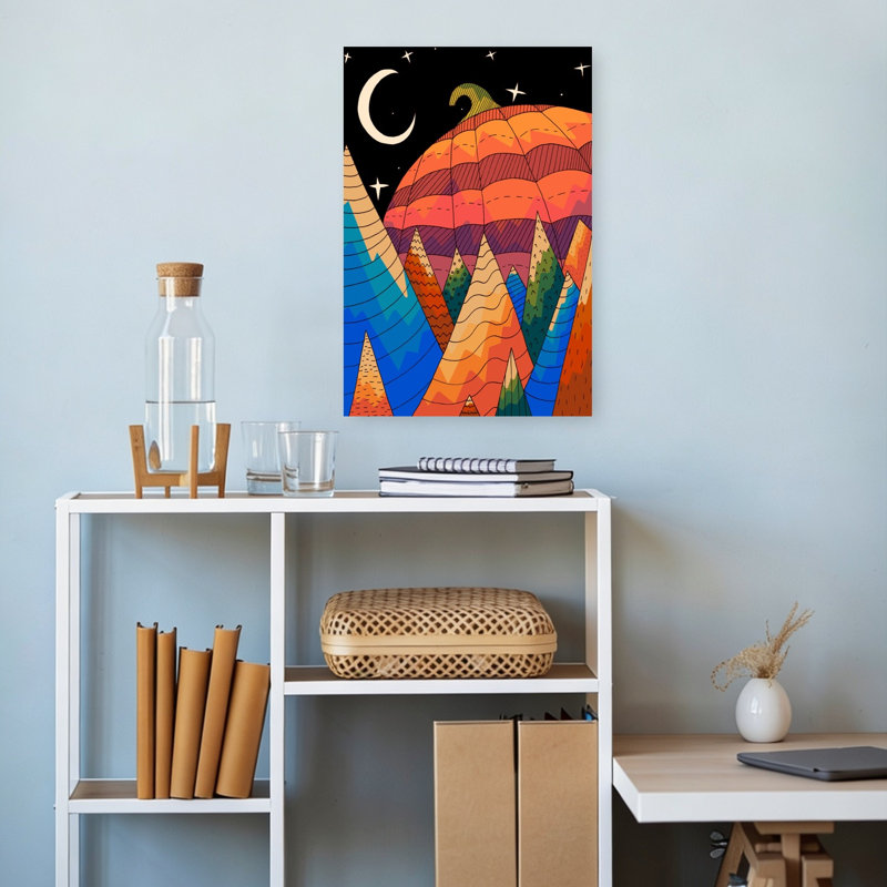 «Autumn Night Pumpkin», impression d'art de paysage d'automne, H 18 po x l 12 po